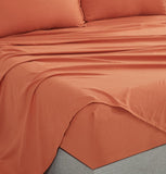 CleverPolly Vintage Washed Microfibre Sheet Set with 1 Pillowcase - Terracotta - Single