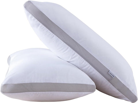 Gioia Casa Bamboo Cooling Pillows Twin Pack - Luxury Plush Down-Like Microfibre Pillows for Bedding - Ultra Soft, Comfy & Breathable Standard Pillows