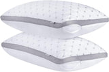 Gioia Casa Premium Bamboo Cooling Twin Pack Plush Down-Like Pillows - Medium to High Profile (2PCS) - with Free 2 Quilted Pillow Protectors (Improved Version)