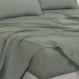 CleverPolly Vintage Washed Microfibre Sheet Set with 2 Pillowcases - Khaki Green - Double