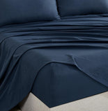 CleverPolly Vintage Washed Microfibre Sheet Set with 2 Pillowcases - Navy - Double