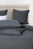 CleverPolly 100% Premium Waffle Microfibre Quilt Cover Set (3Pcs) - Dark Grey - King