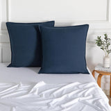 CleverPolly Vintage Washed Microfibre European Pillowcases - Set of 2 Luxurious European Pillow Covers - Navy