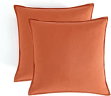 CleverPolly Vintage Washed Microfibre European Pillowcases - Set of 2 Luxurious European Pillow Covers - Terracotta