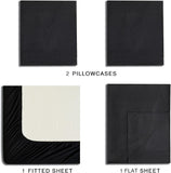 CleverPolly Vintage Washed Microfibre Sheet Set with 1 Pillowcase - Black - King Single