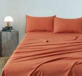 CleverPolly Vintage Washed Microfibre Sheet Set with 1 Pillowcase - Terracotta - King Single