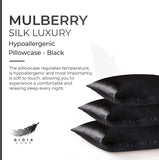 Gioia Casa Luxury Pillowcase - 100% Pure Mulberry Silk on Both Sides - Black