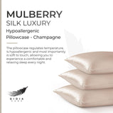 Gioia Casa Luxury Pillowcase - 100% Pure Mulberry Silk on Both Sides - Champagne