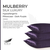 Gioia Casa Luxury Pillowcase - 100% Pure Mulberry Silk on Both Sides - Dark Purple