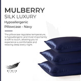 Gioia Casa Luxury Pillowcase - 100% Pure Mulberry Silk on Both Sides - Navy