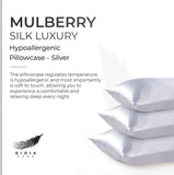 Gioia Casa Luxury Pillowcase - 100% Pure Mulberry Silk on Both Sides - Silver