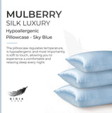 Gioia Casa Luxury Pillowcase - 100% Pure Mulberry Silk on Both Sides - Sky Blue