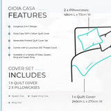 Gioia Casa 100% Cotton Modern City Reversible Printed Quilt Cover Set - Super King Size