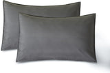 CleverPolly Vintage Washed Microfibre Standard Pillowcases - Set of 2 Luxurious Standard Pillow Covers - Grey