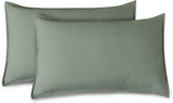 CleverPolly Vintage Washed Microfibre Standard Pillowcases - Set of 2 Luxurious Standard Pillow Covers - Khaki Green