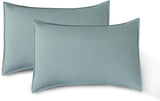 CleverPolly Vintage Washed Microfibre Standard Pillowcases - Set of 2 Luxurious Standard Pillow Covers - Seafoam