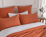 CleverPolly Vintage Washed Microfibre Standard Pillowcases - Set of 2 Luxurious Standard Pillow Covers - Terracotta