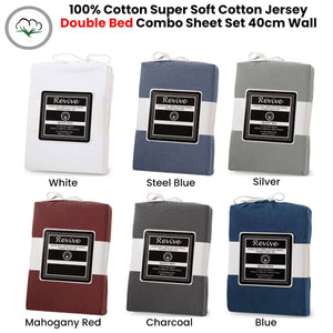 Revive Charcoal 100% Cotton Jersey Super Soft Fitted Sheet Combo Set Double 38cm Wall