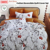 300TC Boronia Silver Reversible Cotton Quilt Cover Set Queen