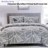 Artex Bentley Grey Quilt Cover Set Geometric Pattern Reversible Printed Microfiber Polyester Queen