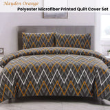 Artex Hayden Orange Quilt Cover Set Geometric Pattern Reversible Printed Microfiber Polyester Queen