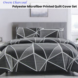 Artex Owen Charcoal Quilt Cover Set Geometric Pattern Reversible Printed Microfiber Polyester Double