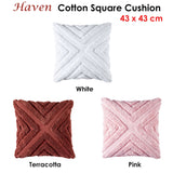 Bianca Haven Pink Cotton Chenille Square Cushion