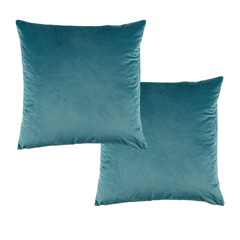 Bianca Pair of Vivid Coordinate Velvet Teal European Pillowcases 65 x 65 cm