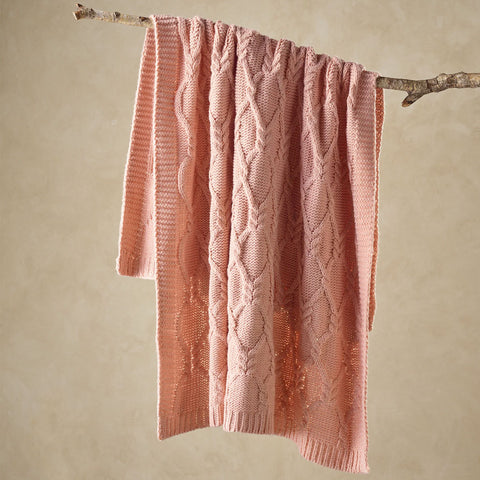 Bianca Johnson Knitted Throw Rug 130 x 160 cm Blush