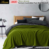 Laconia 400GSM Premium Australian Pure Wool Blanket Moss Green Queen