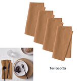 Vintage Design Homewares Set of 4 Washed Linen Cotton Square Napkins Terracotta 50cm x 50cm