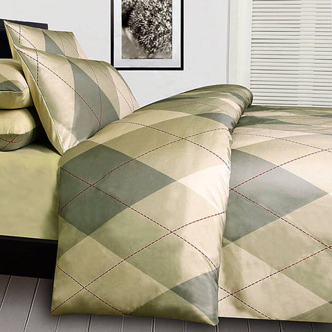 Big Sleep Argyles Beige Quilt Cover Set Single