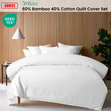 Accessorize White 400TC White Bamboo Cotton Double Stitched Quilt Cover Set Super King