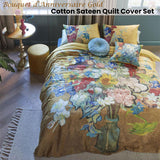 Bedding House Van Gogh Bouquet d'Anniversaire Gold Cotton Sateen Quilt Cover Set King