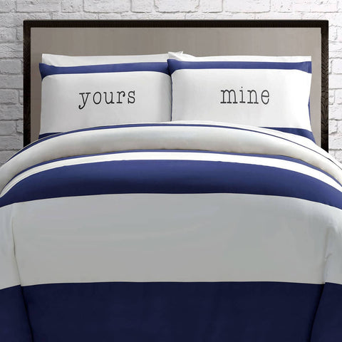 Big Sleep Yours Mine Navy Quilt Cover Set Double