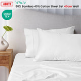 Accessorize 400TC White Bamboo Cotton Sheet Set 40cm Wall Double