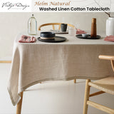 Vintage Design Homewares Helm Natural Washed Linen Cotton Tablecloth 180cm x 180cm Square