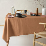 Vintage Design Homewares Helm Terracotta Washed Linen Cotton Tablecloth 180cm Diameter Round