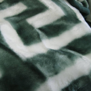 Bloomington 800GSM Greek Key Green Winter Premium Quality 1 Ply Mink Blanket King