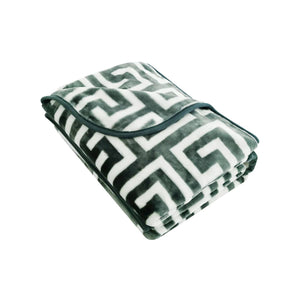 Bloomington 800GSM Greek Key Green Winter Premium Quality 1 Ply Mink Blanket Queen