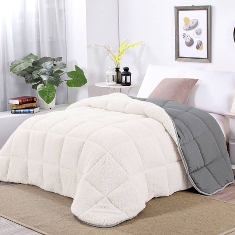 Shangri La Sleet Sherpa Fleece Reversible 3 Pcs Comforter Set King