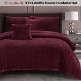 Ramesses Waffle Fleece Burgundy 3 Pcs Comforter Set Double