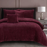 Ramesses Waffle Fleece Burgundy 3 Pcs Comforter Set Queen