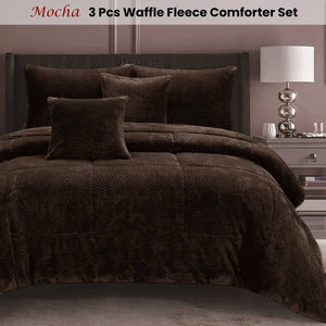 Ramesses Waffle Fleece Mocha 3 Pcs Comforter Set Double