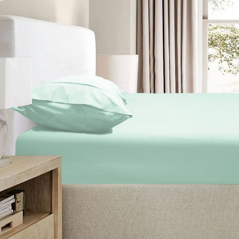 Ramesses 2000TC Bamboo Embossed Fitted Sheet Combo Set Aqua Single