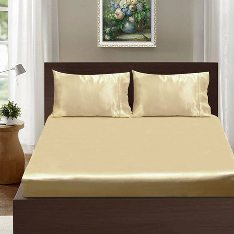 Ramesses Casablanca Satin Fitted Sheet Combo Set Champagne Queen