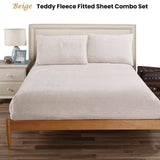 Ramesses Teddy Fleece Fitted Sheet Combo Set Beige Queen