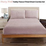 Ramesses Teddy Fleece Fitted Sheet Combo Set Dusty Pink Queen