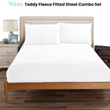 Ramesses Teddy Fleece Fitted Sheet Combo Set White Single