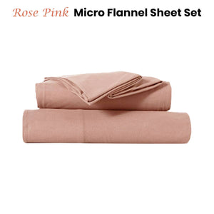 Kingtex Ultra-Soft Micro Flannel Sheet Set 40 cm Wall Rose Pink Queen
